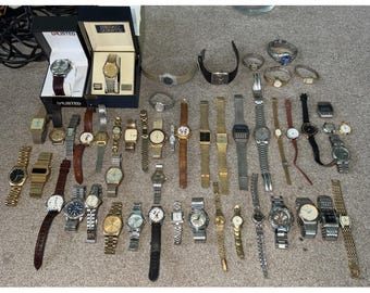 Lot of 50 Untested Vintage Watches for Parts/Repair Gucci Seiko Citizen READ