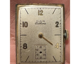 Vintage Elgin 558 Wrist Watch Movement - 17 Jewel with Dial and Crown
