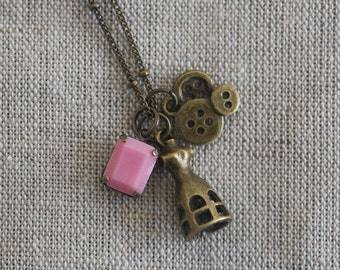 Bronze Seamstress Charm Necklace