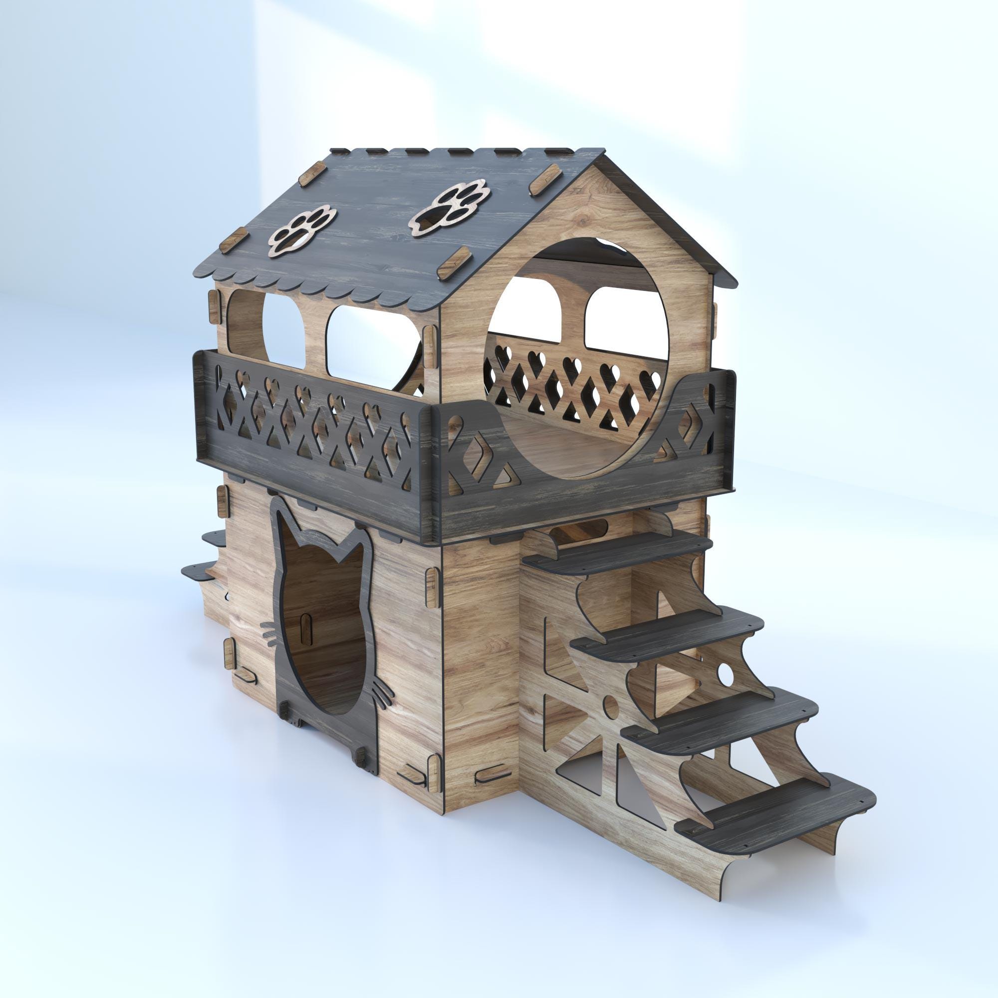 Terraced Cat House Plan: Medium Two-story Design (PDF, SVG, DXF, Ai) - Etsy
