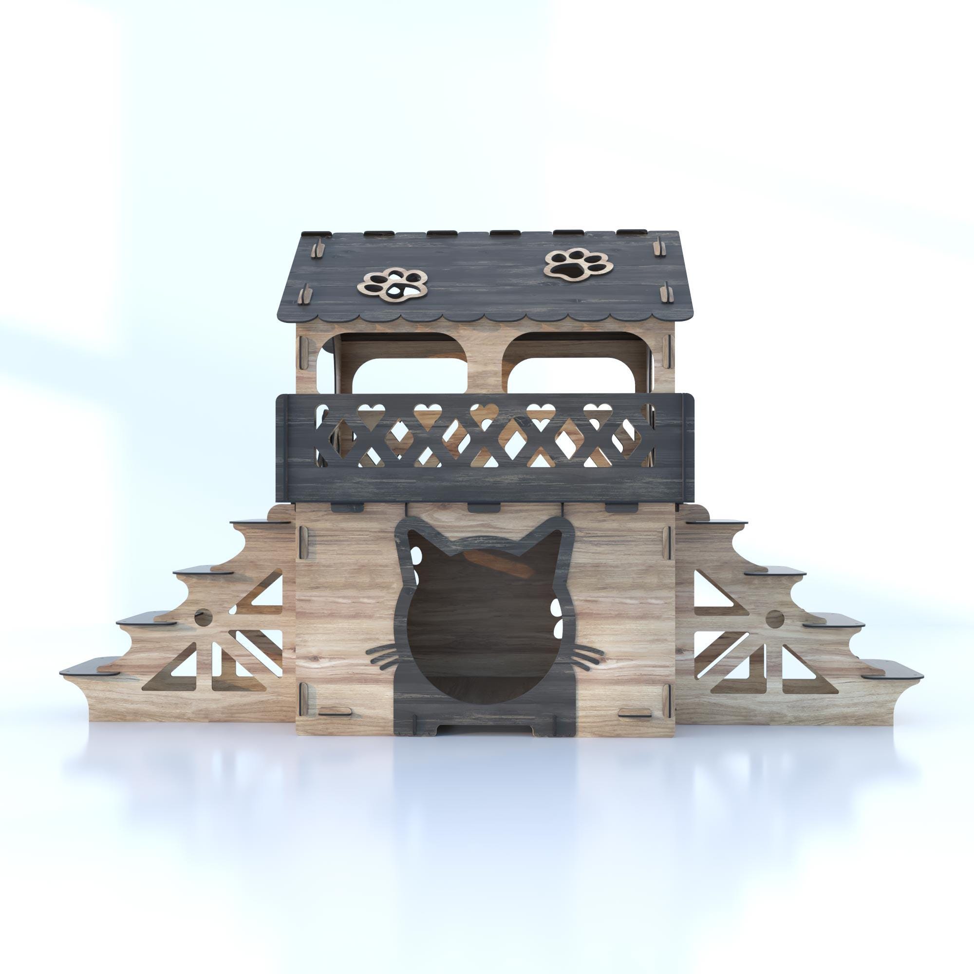 Terraced Cat House Plan: Medium Two-story Design (PDF, SVG, DXF, Ai) - Etsy