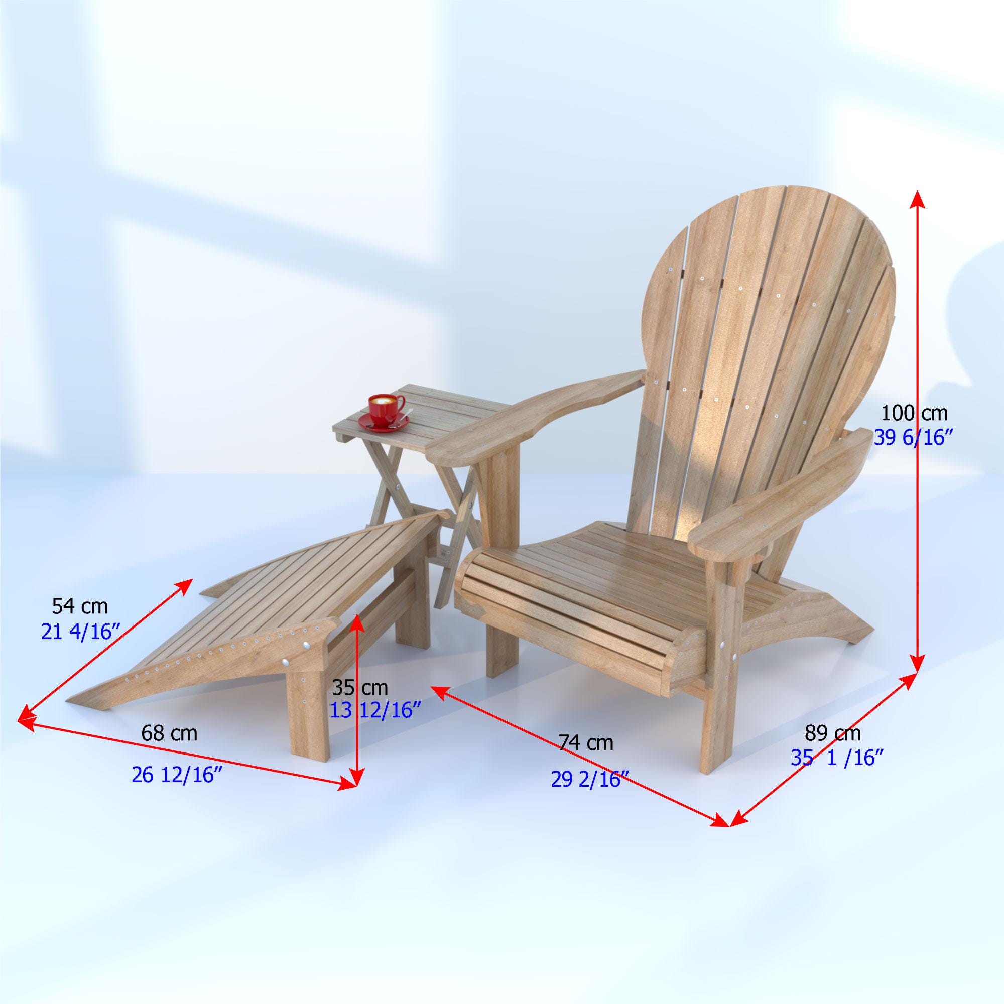 Adirondack Chair With Footrest Plan: Woodworking Plans (digital ...