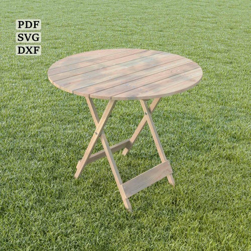 Foldable Circle Garden Table Plan: Woodworking PDF, SVG, DXF (Digital Download)