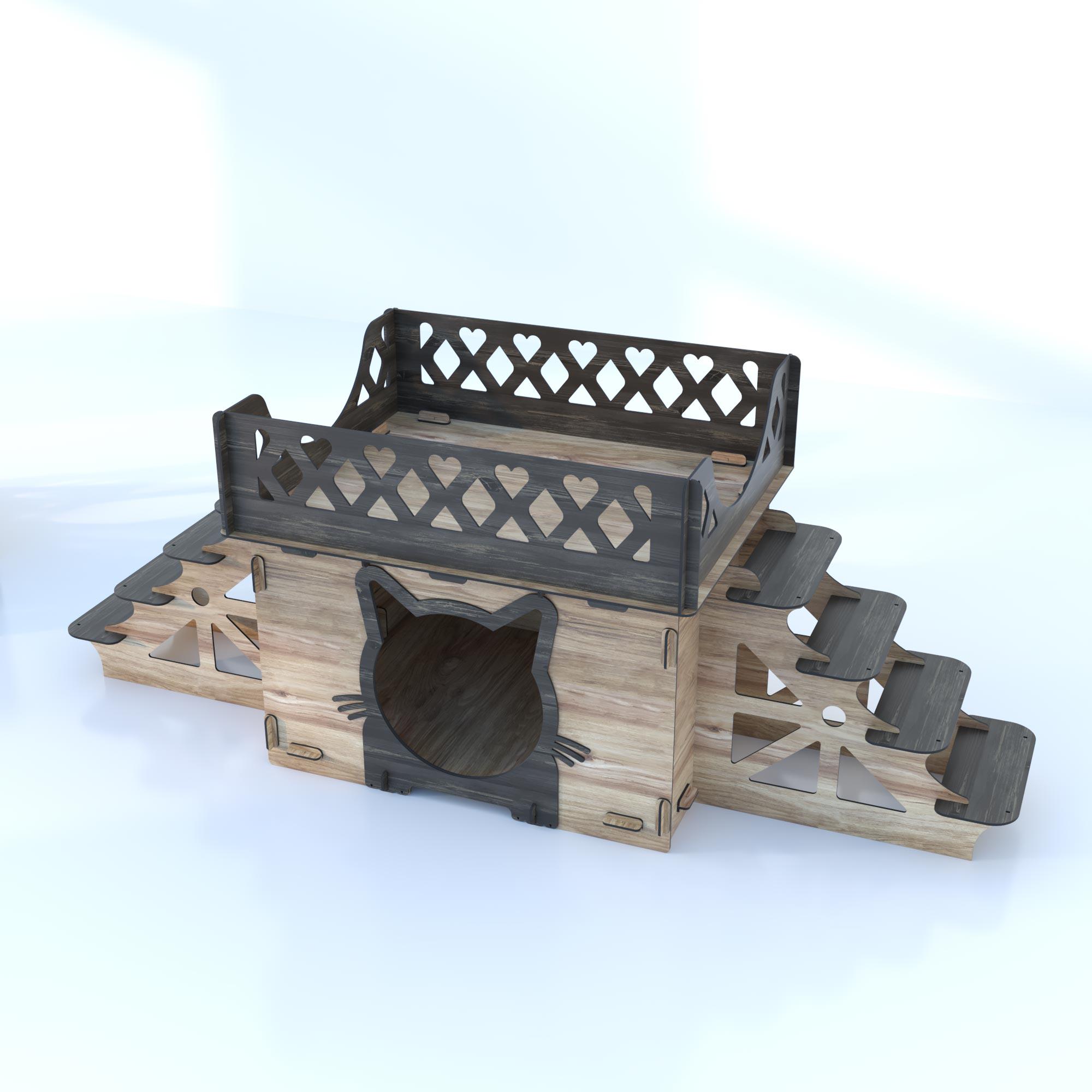 Terraced Cat House Plan: Medium Two-story Design (PDF, SVG, DXF, Ai) - Etsy