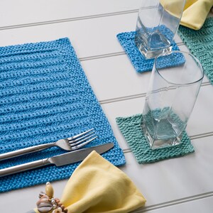 Somertide Placemats Knitting Pattern Placemat and coaster set Four sizes Instant download image 2