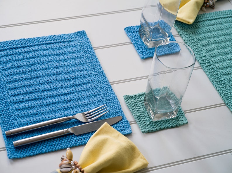 Somertide Placemats Knitting Pattern Placemat and coaster set Four sizes Instant download image 2