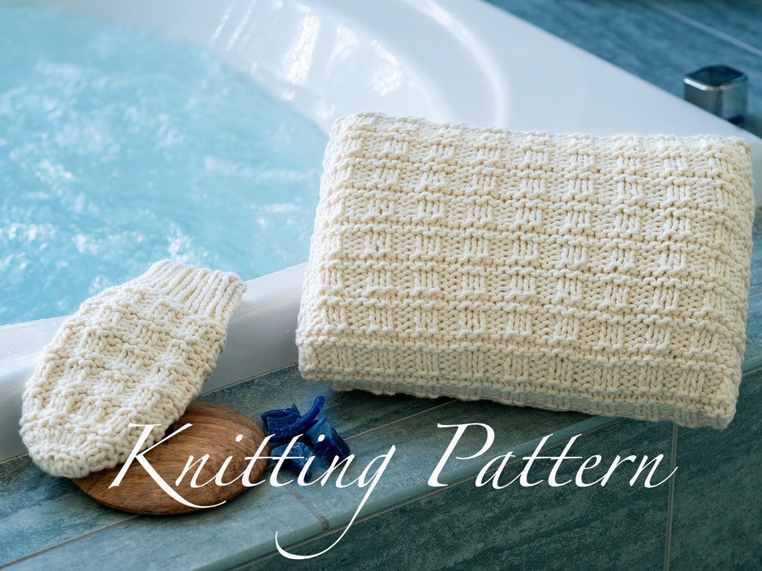 Malvern Spa Pillow & Mitt Knitting Pattern Bath Accessories Set Herbal Pillow Massage Mitt