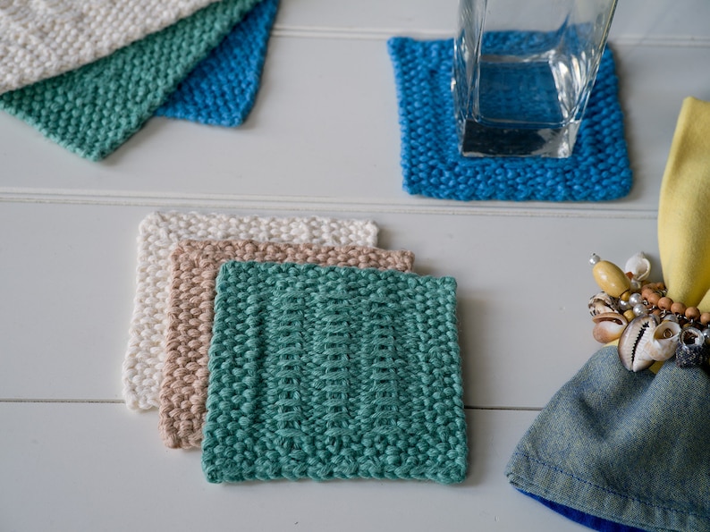 Somertide Placemats Knitting Pattern Placemat and coaster set Four sizes Instant download image 5