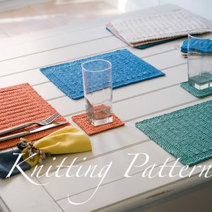 Somertide Placemats Knitting Pattern Placemat and coaster set Four sizes Instant download image 1