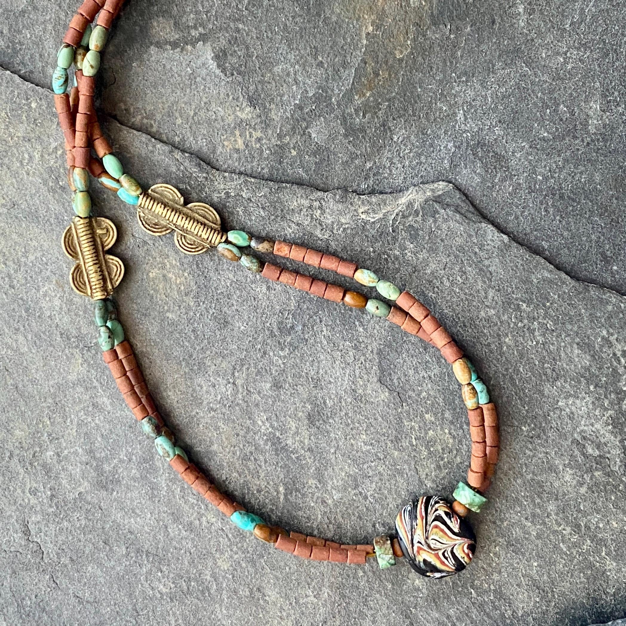 Collier Sautoir Vintage En Jade Vert Naturel - Bijou Ancien, Pierre Rare, état Impeccable
