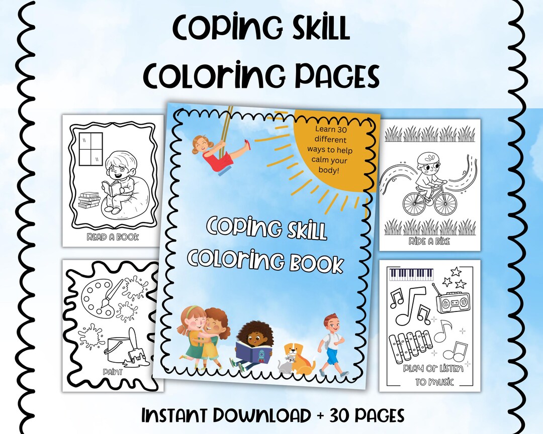 Coping Skill Printable Coloring Pages, Coloring for Stress Management ...