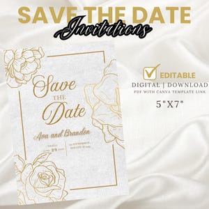 Save the Date-uitnodiging| Canvassjabloon | Bewerkbare bruiloft: bewaar deze datum | Digitale download| Aanpasbaar uitnodigingsontwerp | Trouwdatum:
