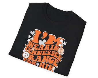 Brooke et Bear Je porte du Tennessee Orange for Him T-shirt unisexe Gildan Soft style, Tennessee Vols, vêtements de fans UTK, t-shirt Volunteer Pride