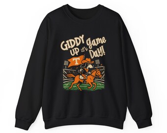 Brooke und Bär Vols Spieltag Sweatshirt - Giddy Up, Gildan Schwere Baumwolle Rundhalsausschnitt, Sportfan Geschenk, Tailgate Bekleidung, Tennessee Volunteers
