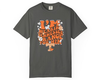 Brooke e Bear, estou usando uma camiseta laranja Tennessee para ele, Comfort Colors, camisa unissex Tennessee Vols, vestuário para fãs da UTK, camiseta Volunteer Pride