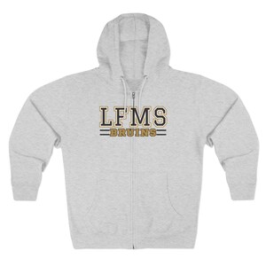 Brooke and Bear LFMS Bruins Lane 7 Zip-up Hoodie | School Spirit Zip Sweatshirt, Bruins top, School spirit, Game day