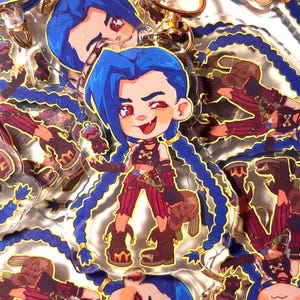 Niedlicher Jinx 3-Zoll-Acryl-Schlüsselanhänger I Doppelseitiger Charm Arcane, League of Legends