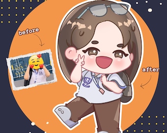 Custom Chibi Art Commission : Personalized Custom Portrait, PFP,  No AI, human made