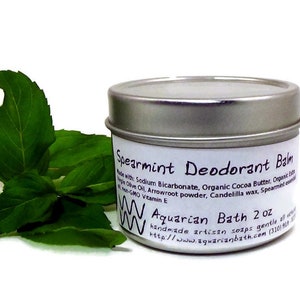 Spearmint Deodorant Balm, Plastic free deodorant, Natural Deodorant, Plastic free, Featured in the book Plastic Free, Vegan Deodorant, 2 oz image 1