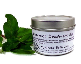 Spearmint Deodorant Balm, Plastic free deodorant, Natural Deodorant, Plastic free, Featured in the book Plastic Free, Vegan Deodorant, 2 oz