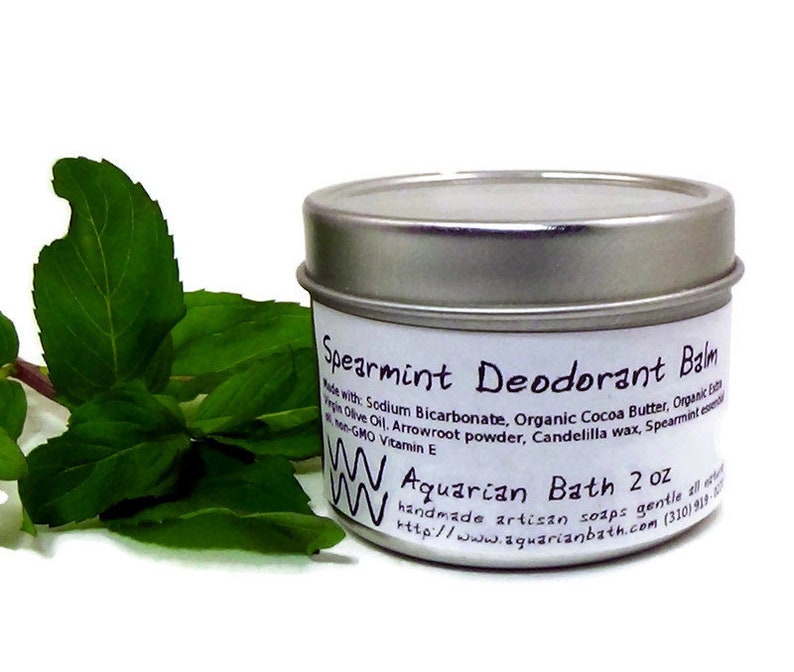 Spearmint Deodorant Balm, Plastic free deodorant, Natural Deodorant, Plastic free, Featured in the book Plastic Free, Vegan Deodorant, 2 oz image 1