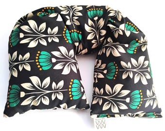 Magic Flowers III Microwave Organic Heat pack, Organic Flaxseed Neck Wrap, Organic heat pack, Heat Pad, Cold pack, 21 x 4.75 inches