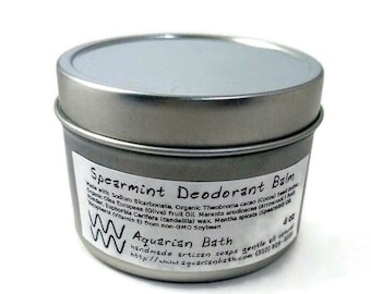 Spearmint Deodorant Balm 4 oz, plastic free vegan deodorant balm