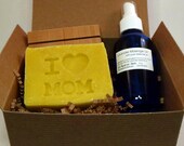 I Heart Mom Gift Set - Lavender Bath and Body Soap and Massage Oil set - Mothers Day Gift