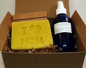 I Heart Mom Gift Set - Lavender Bath and Body Soap and Massage Oil set - Mothers Day Gift