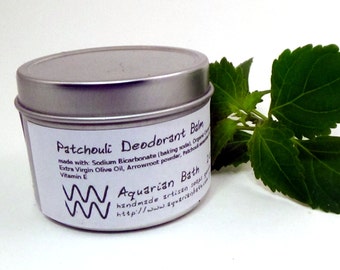 Patchouli Deodorant Balm - Natural Deodorant - Featured in the book Plastic Free - Vegan 2 oz