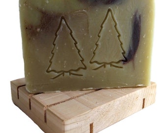 Tree-stamped Evergreen Woodland Bar Soap - Handmade Soap - Christmas soap - Zero Waste - eco-friendly - Palm oil free - Stocking stuffer