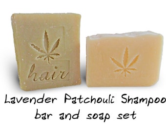 Lavender Patchouli Hemp Shampoo bar and Soap, Handmade by Aquarian Bath, 4.25-5.25 oz each by weight