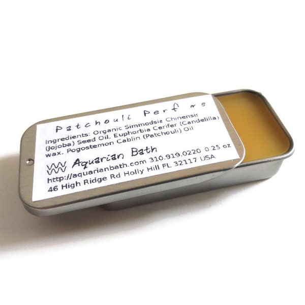 Patchouli Perfume - Solid Perfume by Aquarian Bath, vegan, 0.25 oz, plastic free