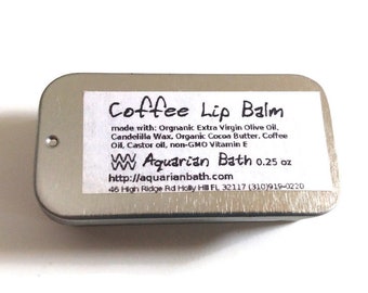 Coffee Lip Balm, Aquarian Bath Coffee Lip Balm, 0.25 oz, plastic free