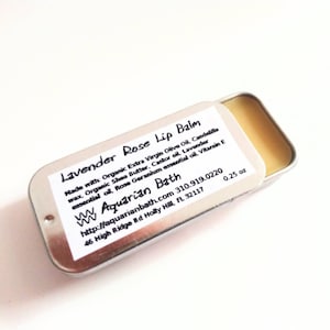 Aquarian Bath Lavender Rose Lip Balm, 0.25 oz, vegan lip balm, plastic free