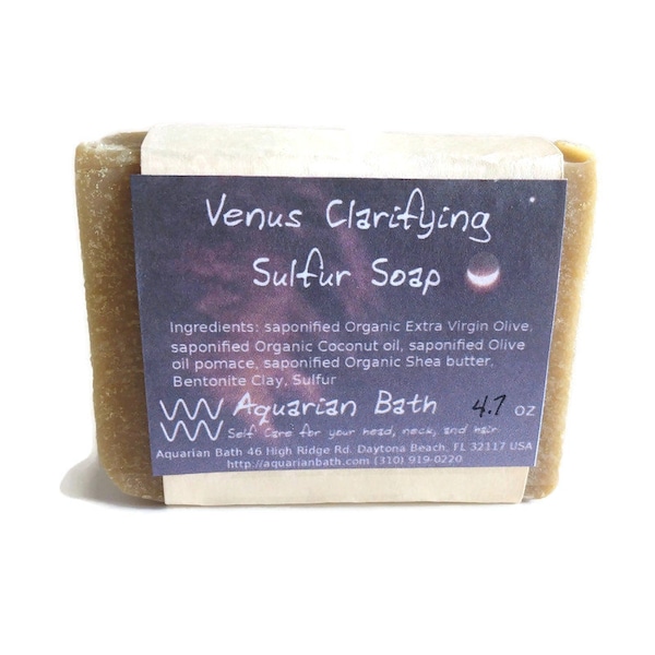 Venus Clarifying Sulfur Soap, 4.25 - 5 oz, 120- 142 oz Aquarian Bath, No added fragrance,