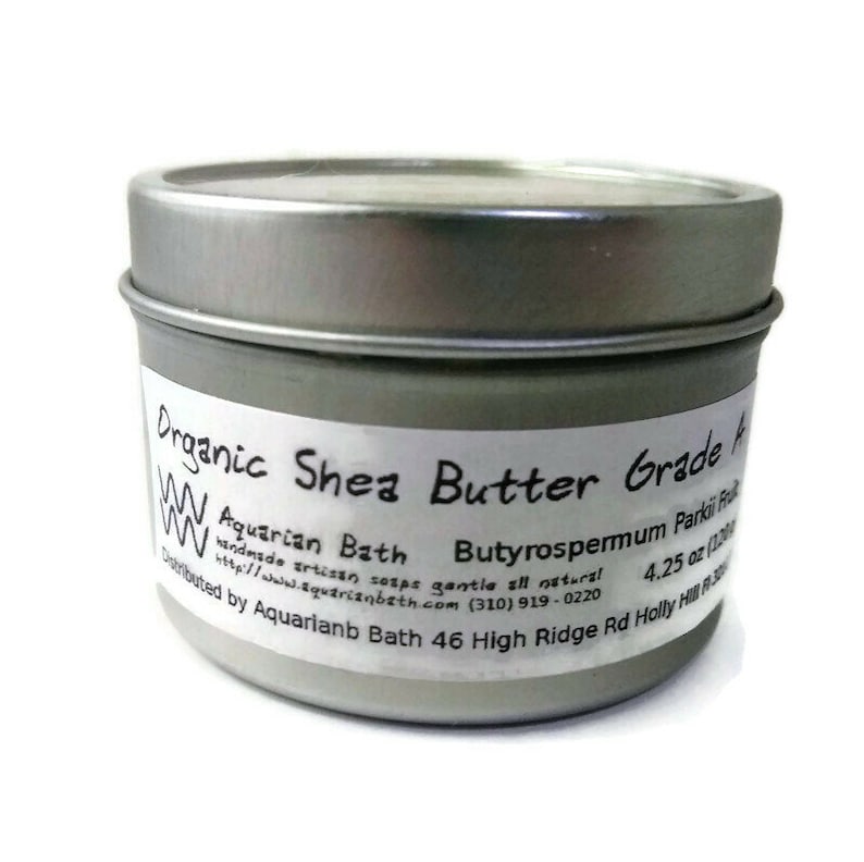 Fair Trade Organic Shea Butter in 4 oz Metal Tin, Unrefined ivory Shea butter, plastic free, Vitellaria pardoxa, Butyrospermum Parkii Fruit image 3