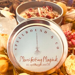 Manifesting Magick Ritual Candle,  Manifesting Spell, Prosperity, Luck,  Success, Ritual, Organic Soy Candle, Spells, Witchcraft, Wicca