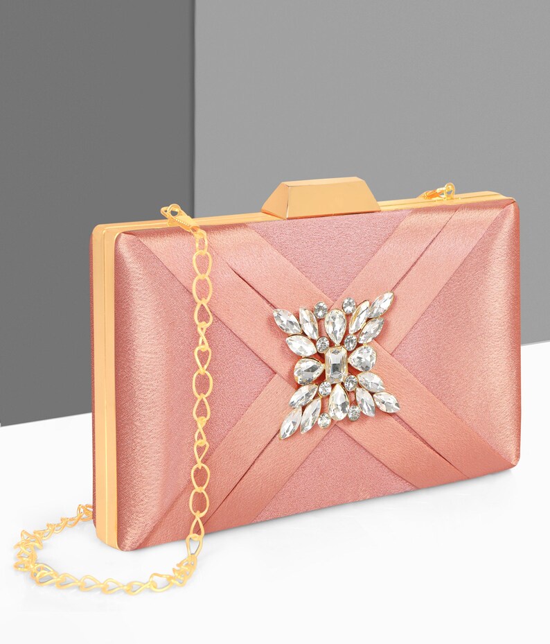 Lyssa Embellished Satin Structured Clutch