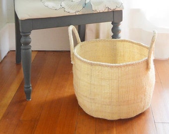 All Natural Floor Storage Basket Boho Home Decor - Handwoven in Kenya - Natural Sisal Kamba Style