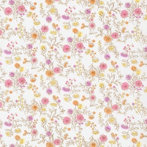 Spring Flowers, Pink, Yellow, Orange Daisies Cotton - Custom-Made Fitted Sheet