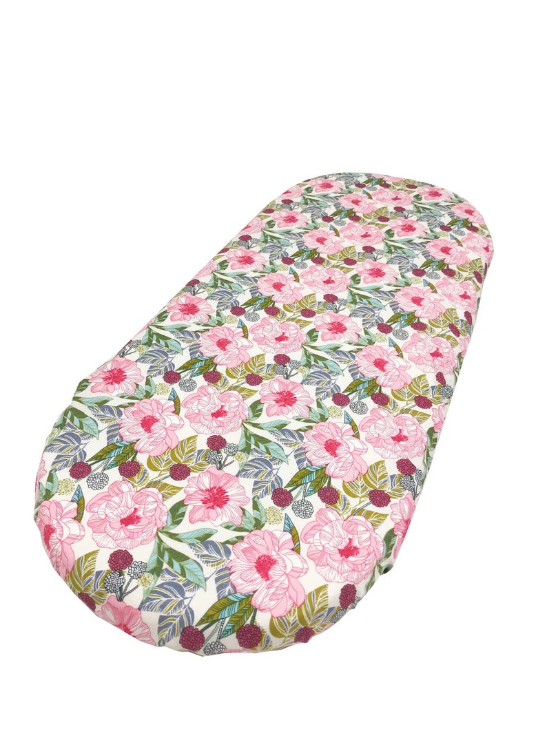 Pink and Green Large Floral Fitted Sheet Moses Basket Bassinet Cradle Changing Basket