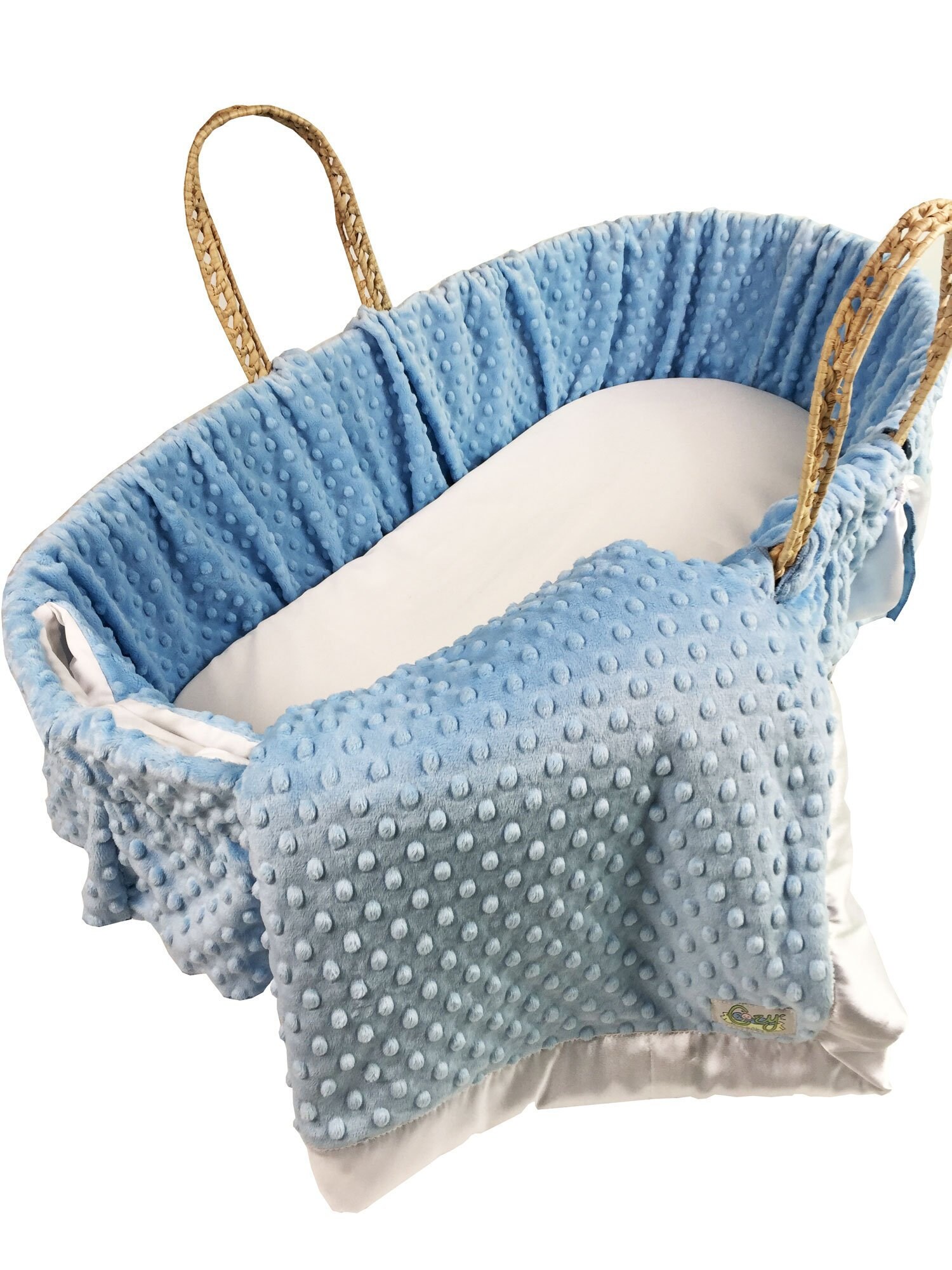 blue moses basket bedding