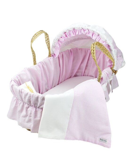 pink moses basket bedding