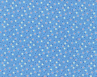 Baby Blue Dots for Boy -Reds, Blues and White Cotton Fabric - 100% Cotton Fabric by the 1/2 Yard - Robert Kaufman