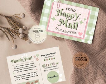 Bearbeitbare Cottagecore Dankeskarte Canva-Vorlage, sofortiger Download Floral Woodland Rustikal Dankeskartendesign für kleine geschäftliche Geschenke