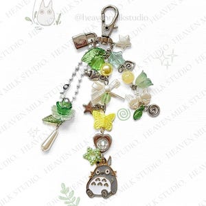 Handmade Beaded Forest Spirit Charm Keychain, Cute Nature Anime-Inspired Accessory,Aesthetic Gift for Cartoon Fans, Cottagecore style