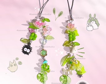 Skogsanda Telefonberlock Nyckelring Pärla Soot Cole Ball Väskeberlock Cottagecore Fairycore Kawaii Anime Estetisk Söt Totorocore Julklapp