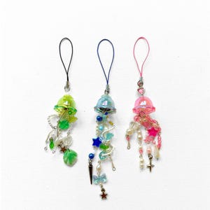 Handmade Jellyfish Phone Charm, Dreamy Kawaii Keychain, Fairycore jewelry, Kpop  Dainty Phone lanyard, Magical Mermaidcore Oceanic Sea Life