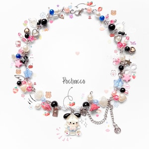Collar con dije de perro de Hong Kong, joyería de dibujos animados Y2K, collar con cuentas estilo gargantilla, ideas de regalo para amantes de los cachorros kawaii y fanáticos del anime.